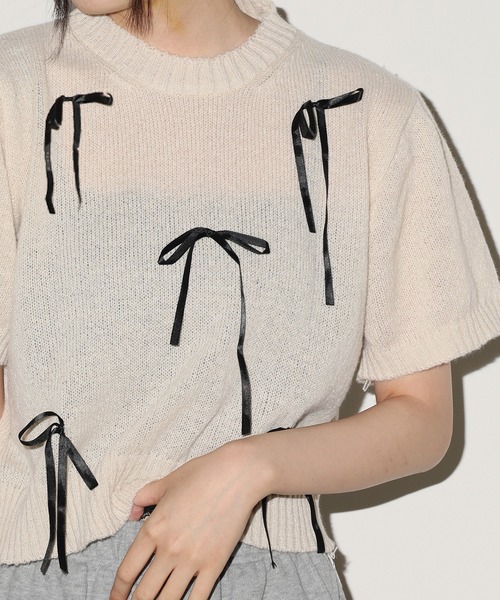 Chick tシャツ Ribbon Knit Tops / リボンニットトップス