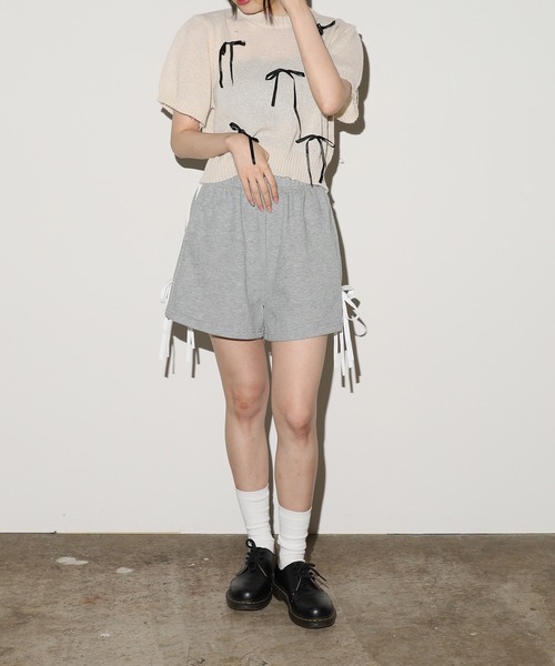 tシャツ リボンタイニット レディース Chick tシャツ Ribbon Knit Tops / リボンニットトップス