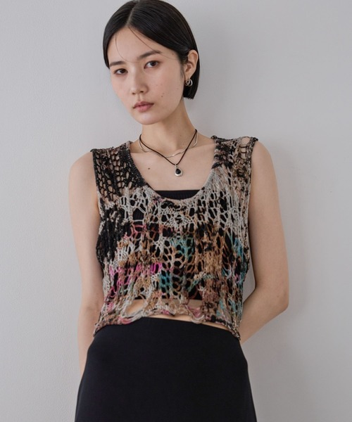 ベスト ジレ 「WEB限定」クラッシュニットNS/142599 レディース