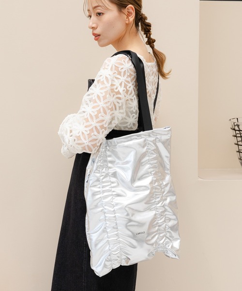 LAKOLE（ラコレ） トートバッグ メタリックギャザートートバッグ