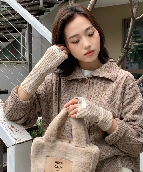 アームカバー 「 ammy. / エイミードット 」 ワンポイント タグ ニット