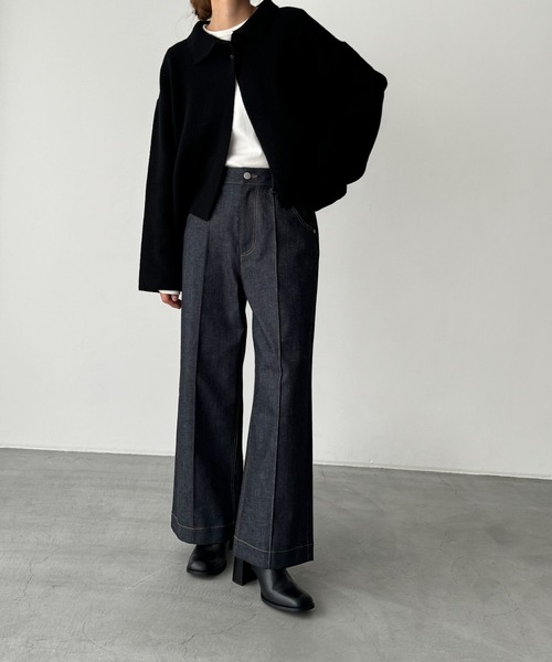 DT♪ LACUNA ワイドレッグデニムジーンズ 関税込 関税・送料込】sacai ワイドレッグ ベルト付きデニム ジーンズ