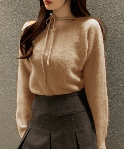 ♡カタログ掲載♡Lady Khaki Knit リボンフリルニット ニット セーター リボンラインニット レディース : ZOZOTOWN Yahoo!店