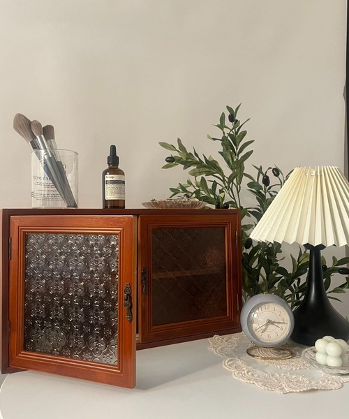 収納 アンティークガラスダブルオープンキャビネット : ZOZOTOWN Yahoo