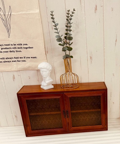 収納 アンティークガラスダブルオープンキャビネット : ZOZOTOWN Yahoo