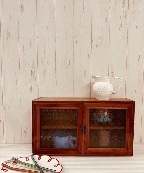 収納 アンティークガラスダブルオープンキャビネット : ZOZOTOWN Yahoo