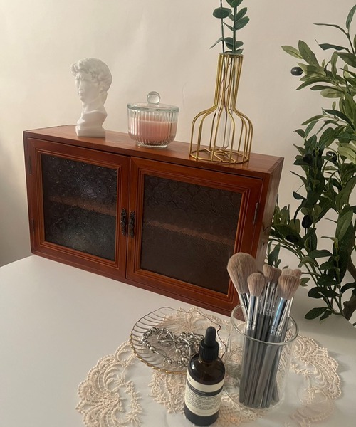 収納 アンティークガラスダブルオープンキャビネット : ZOZOTOWN Yahoo