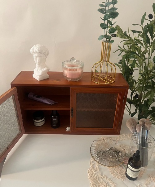 収納 アンティークガラスダブルオープンキャビネット : ZOZOTOWN Yahoo