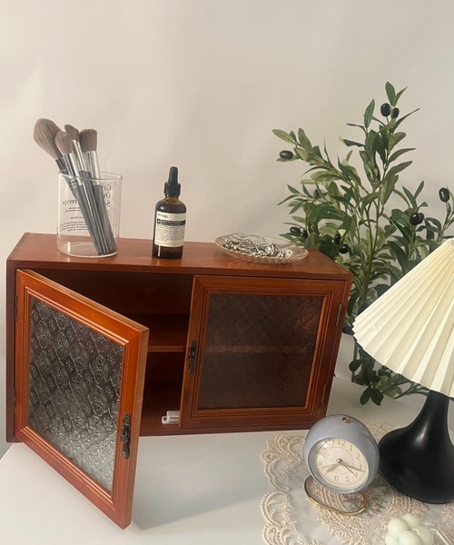 収納 アンティークガラスダブルオープンキャビネット : ZOZOTOWN Yahoo