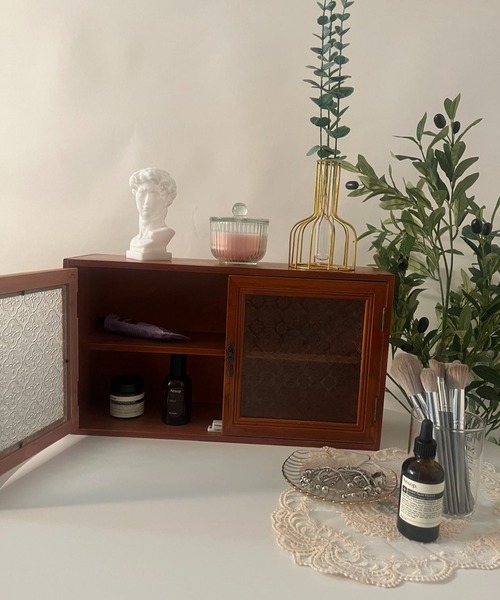 収納 アンティークガラスダブルオープンキャビネット : ZOZOTOWN Yahoo