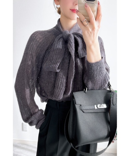 ニット セーター 「ZOZO限定」モヘアタッチボウタイニット レディース