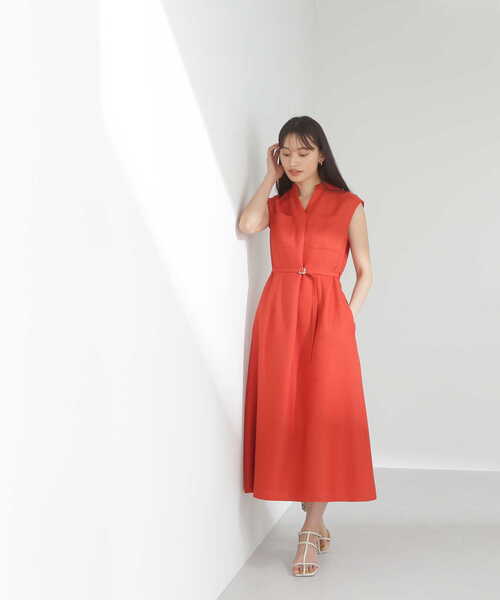 NATURAL BEAUTY BASIC」 ノースリーブワンピース MEDIUM レッド
