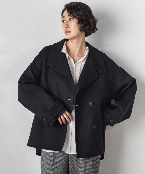 【美品】2024AW スローブイエナ　ショートPコート　ピーコート　ブラック　黒 美品】2024AW スローブイエナ ショートPコート ピーコート ブラック 黒