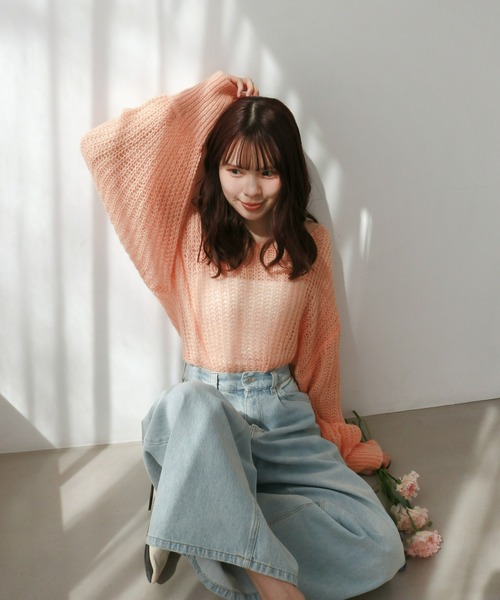 mic by Olu. ニット セーター シアーバックリボンニット