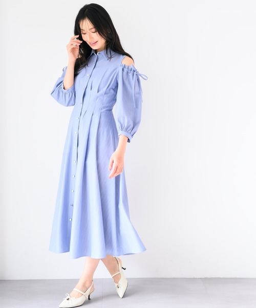 MISCH MASCH ワンピース 2025春夏新作 肩開きシャツワンピース