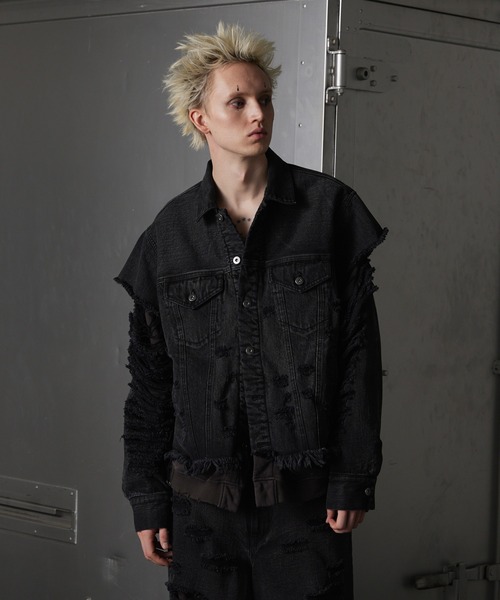 Grancyダメージデニム　セットアップ GRANCY デニムジャケット gジャン メンズ レディース : ZOZOTOWN Yahoo