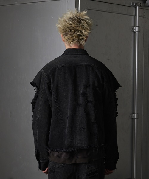 grancy スウェットドッキングデニム GRANCY】Sweat Docking Design Damage Buggy Denim Pants