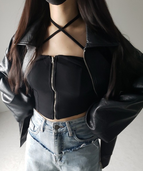 me+em select（ミームセレクト） キャミソール 「 カップ付 」ジップ