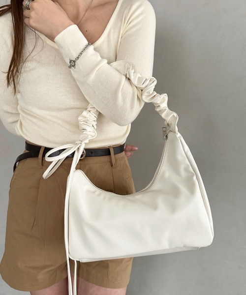 ショルダーバック/ショルダー長さ調節可能 ショルダーバッグ バッグ 「長さ調整可能」ギャザーショルダーバッグ