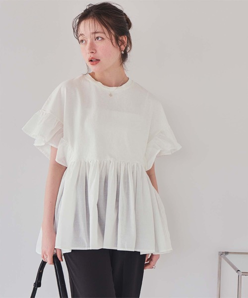 ブラウス シャツ 「セットアップ対応」紐取り外しペプラムドッキングベアトップ レディース titivate tシャツ ギャザーペプラムドッキングトップス