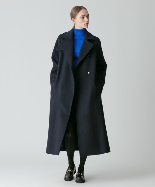 美品♡アルアバイル ダブルチェスター ウールコート ベルテッドコート 2 紺 美品♡アルアバイル ダブルチェスター ウールコート ベルテッドコート