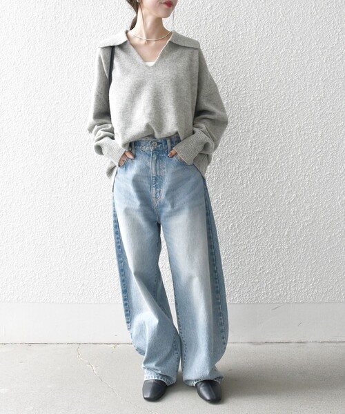 「SHIPS any」 長袖ニット ONE SIZE ライトグレー レディース_画像2