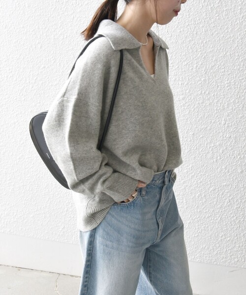 「SHIPS any」 長袖ニット ONE SIZE ライトグレー レディース_画像6