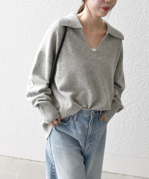 「SHIPS any」 長袖ニット ONE SIZE ライトグレー レディース_画像7