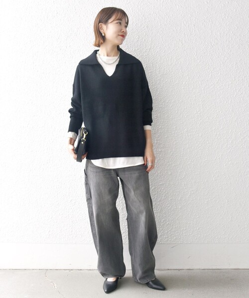 「SHIPS any」 長袖ニット ONE SIZE ライトグレー レディース_画像9