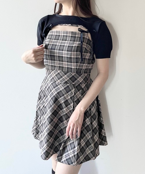 NOMAE ショートニット✕キャミワンピースセット NOMAE ワンピース ショートニット×キャミワンピースセット