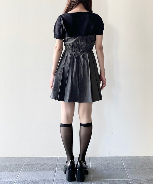 Nomae ショートニット キャミワンピース セット ベージュ NOMAE ショートニット×キャミワンピースセット 半袖