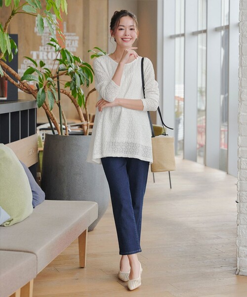 tシャツ 花柄カットレースフレアトップス レディース Tiaclasse tシャツ 花柄カットレースフレアトップス レディース