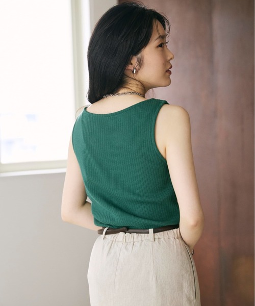 COHINA（コヒナ） タンクトップ ノースリーブ カップ付きボートネック