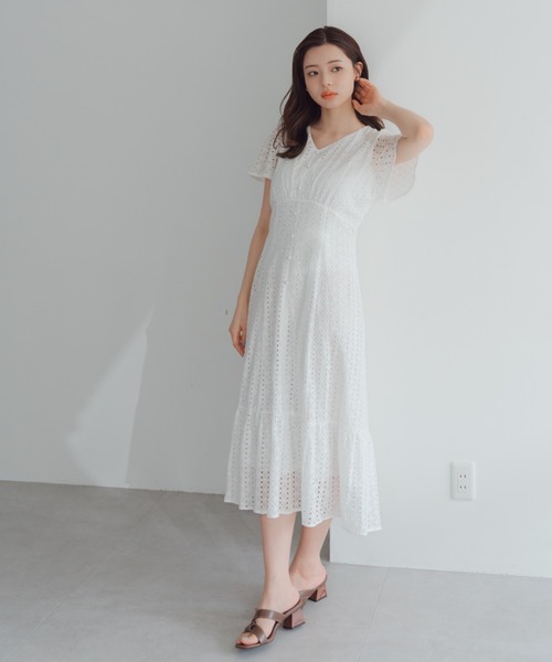 新品✨ミッシュマッシュ ロング ワンピース レース 7分袖 白 ホワイト MISCH MASCH（ミッシュマッシュ） ワンピース コットンレース