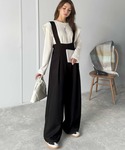 サロペット オーバーオール 楽にシルエット美人...の詳細画像2