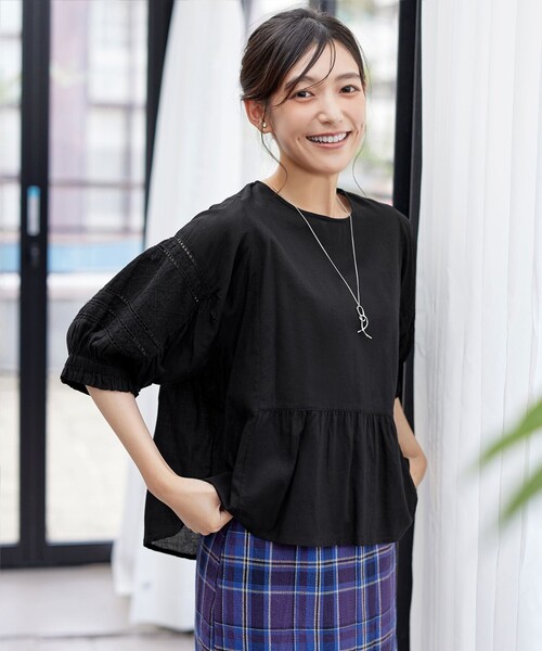 ブラウス シャツ コットンエンブロイダリーブラウス レディース