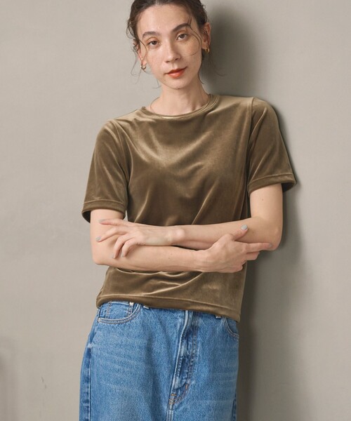 tシャツ ベロア コンパクト ショートスリーブTシャツ レディース