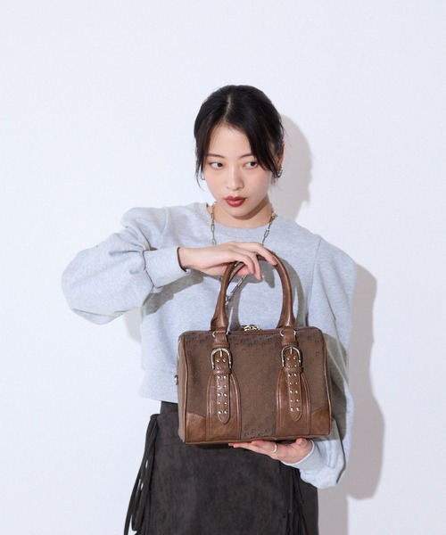 新品タグ付き　JEANASISジャガードモノグラムボストン JEANASIS ボストンバッグ スタッズジャガードモノグラムボストン