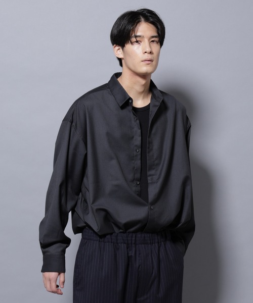 NANO universe（ナノ・ユニバース） シャツ ビッグドレープシャツ 長袖