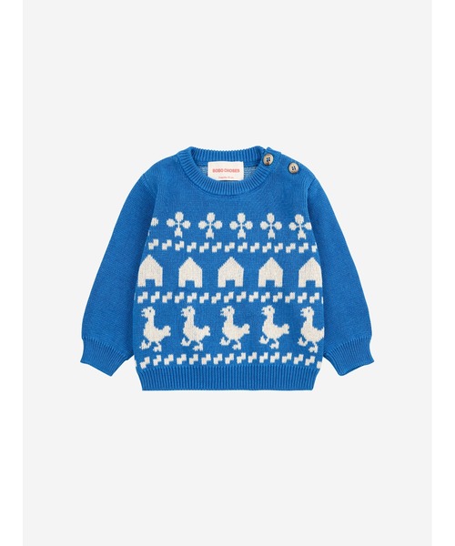 BOBO CHOSES - 編み物 ティーシャツ Farm jaquard jumper キッズ 小わっぱ服 お坊っちゃん うしろ帯 ベビー、キッズ、マタニティ-セーター