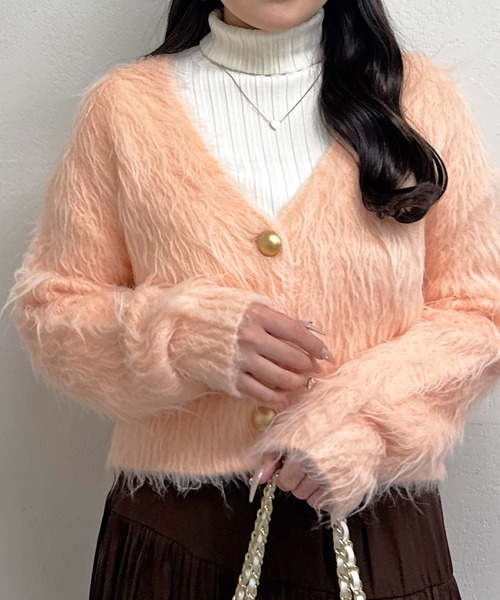 【新品タグ付き】ロングフェザークロップドカーディガン ラブティックボンボン セール】ロングフェザークロップドカーディガン（カーディガン/ボレロ