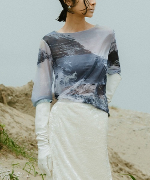 sahara× KOTOKA IZUMI Sheer Top Tシャツ sahara（サハラ） tシャツ sahara× KOTOKA IZUMI Sheer Top レディース