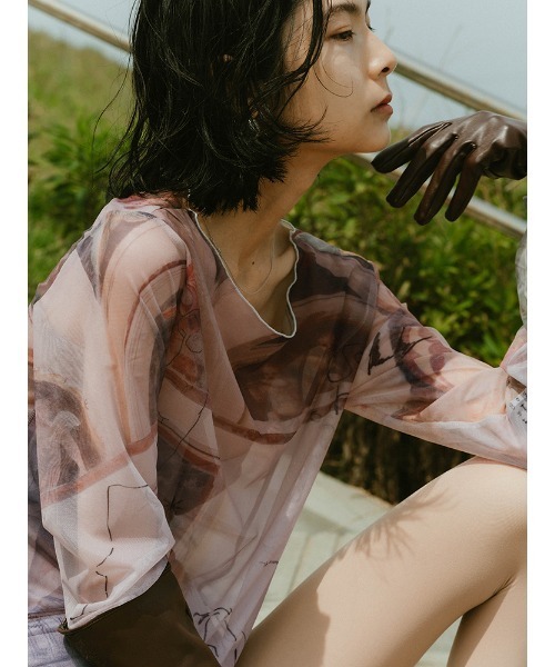 sahara（サハラ） tシャツ sahara× KOTOKA IZUMI Sheer Top レディース