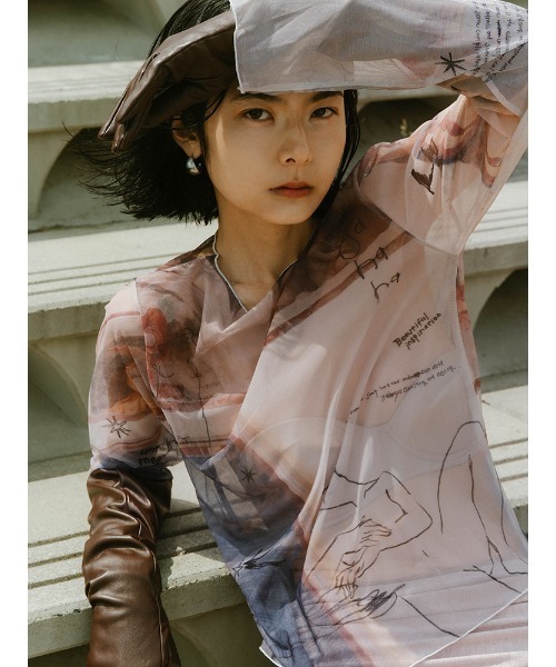 sahara× KOTOKA IZUMI Sheer Top Tシャツ sahara（サハラ） tシャツ sahara× KOTOKA IZUMI Sheer Top レディース