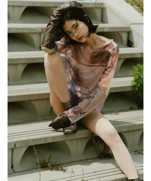 sahara（サハラ） tシャツ sahara× KOTOKA IZUMI Sheer Top レディース
