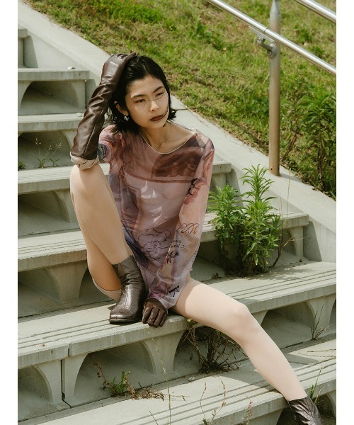 sahara（サハラ） tシャツ sahara× KOTOKA IZUMI Sheer Top レディース