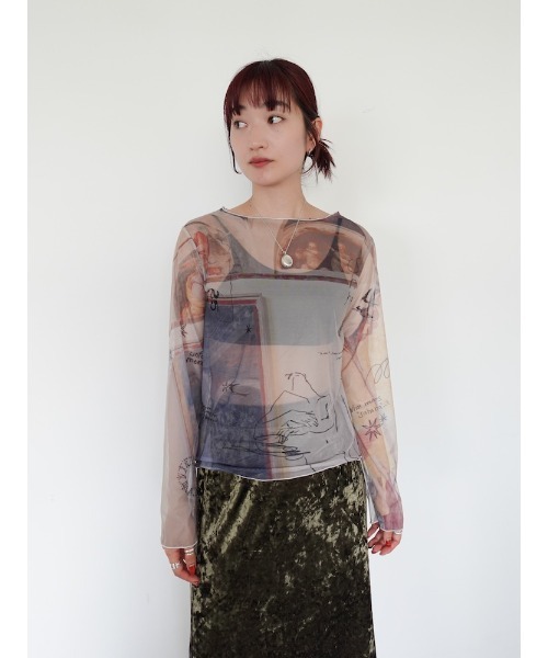 sahara× KOTOKA IZUMI Sheer Top Tシャツ sahara（サハラ） tシャツ sahara× KOTOKA IZUMI Sheer Top レディース