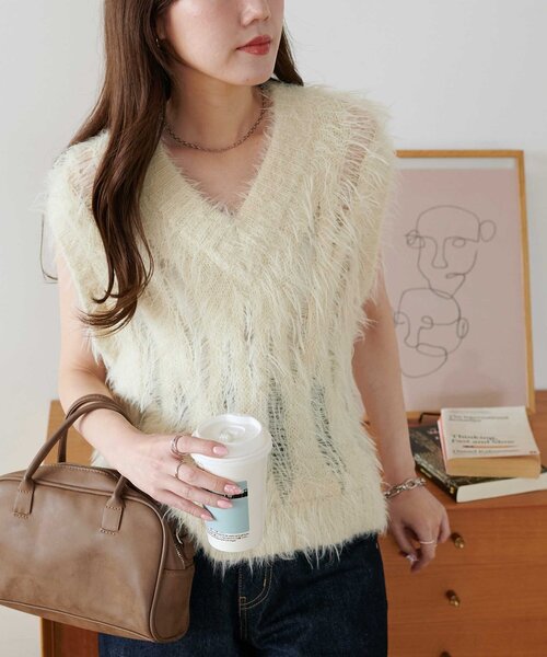 Discoat（ディスコート） ベスト ジレ フェザーヤーンスカシVベスト