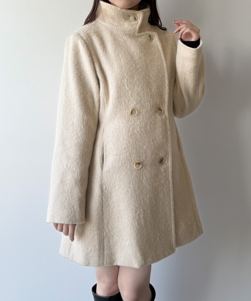 mipiarl コート アウター 2wayカラーシャギーミドルコート レディース