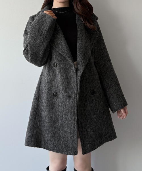 mipiarl コート アウター 2wayカラーシャギーミドルコート レディース